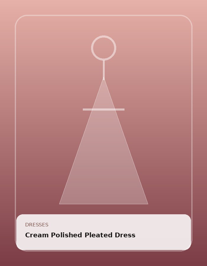 Cream Polished Pleated Dress