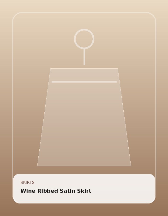 Wine Ribbed Satin Skirt